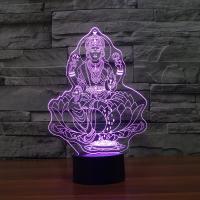 LED Colorful Night Lamp, ABS Plastic, with Acrylic, Buddha, with USB interface & change color automaticly 