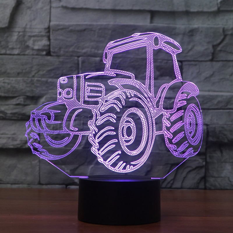 LED Colorful Night Lamp, ABS Plastic, with Acrylic, Tractor, with USB interface & change color automaticly & different styles for choice & different designs for choice, Sold By Set