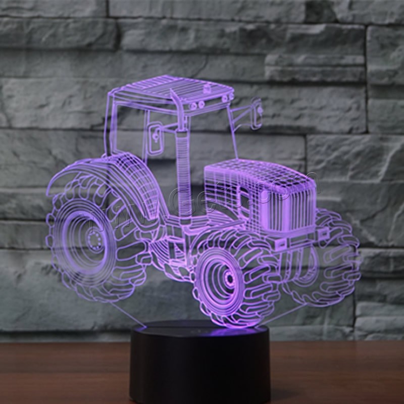 LED Colorful Night Lamp, ABS Plastic, with Acrylic, Tractor, with USB interface & change color automaticly & different styles for choice & different designs for choice, Sold By Set