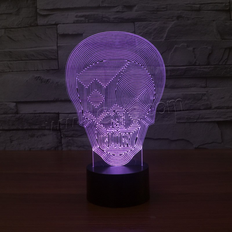 LED Colorful Night Lamp, ABS Plastic, with Acrylic, Skull, with USB interface & change color automaticly & different styles for choice & different designs for choice, Sold By Set