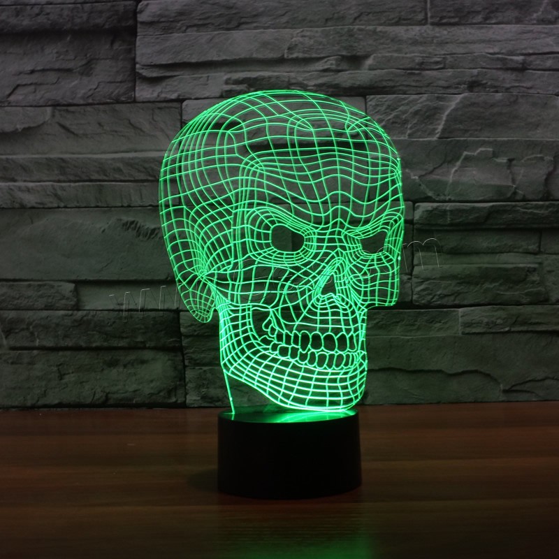 LED Colorful Night Lamp, ABS Plastic, with Acrylic, Skull, with USB interface & change color automaticly & different styles for choice & different designs for choice, Sold By Set