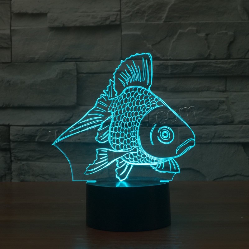 LED Colorful Night Lamp, ABS Plastic, with Acrylic, Fish, with USB interface & change color automaticly & different styles for choice & different designs for choice, Sold By Set