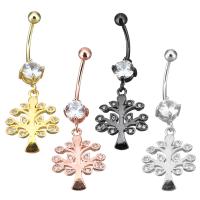 brass piercing barbell, metal, Árbol, chapado, con circonia cúbica, más colores para la opción, 43mm, 15x19mm, 1mm, 4mm, Vendido por UD