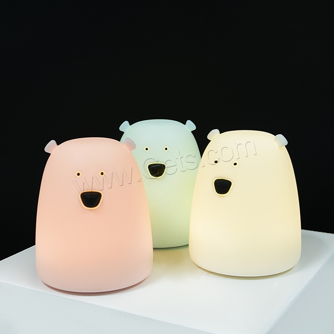 LED Colorful Night Lamp, Silicone, with Plastic, Bear, with USB interface & with LED light & change color automaticly & different styles for choice, more colors for choice, 111x160mm, Sold By PC