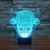 LED Colorful Night Lamp, ABS Plastic, Bull, with USB interface & change color automaticly  