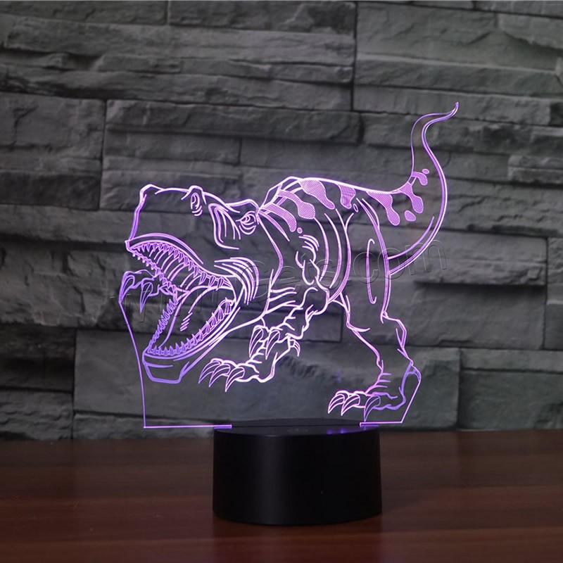 LED Colorful Night Lamp, ABS Plastic, Dinosaur, with USB interface & change color automaticly & different styles for choice & different designs for choice, Sold By Set