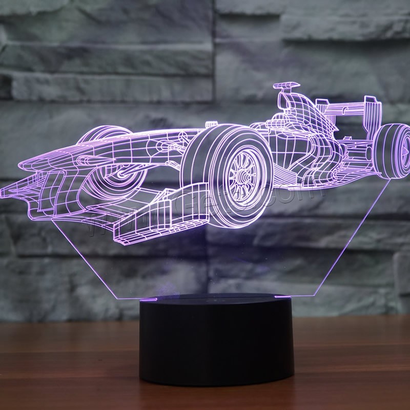 LED Colorful Night Lamp, ABS Plastic, Racing Car, with USB interface & change color automaticly & different styles for choice & different designs for choice, Sold By Set