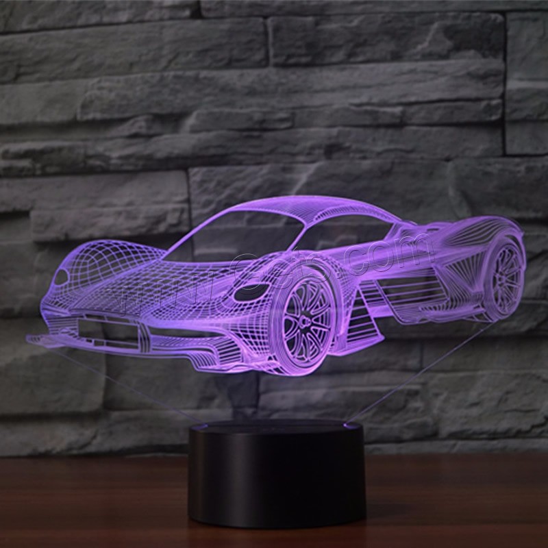 LED Colorful Night Lamp, ABS Plastic, Racing Car, with USB interface & change color automaticly & different styles for choice & different designs for choice, Sold By Set