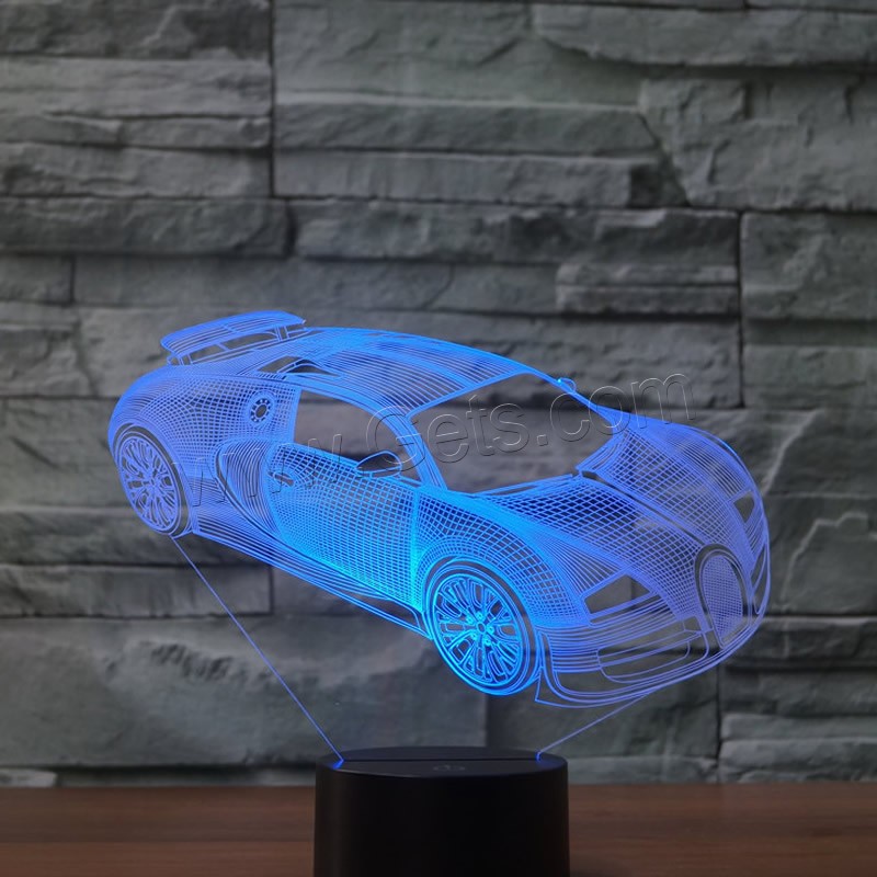 LED Colorful Night Lamp, ABS Plastic, Racing Car, with USB interface & change color automaticly & different styles for choice & different designs for choice, Sold By Set