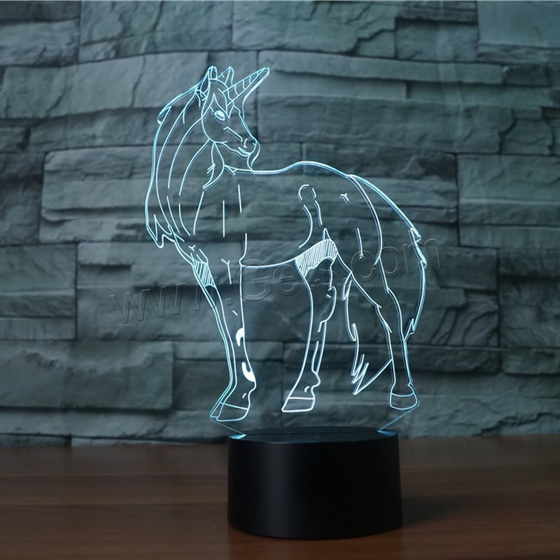 LED Colorful Night Lamp, ABS Plastic, Horse, with USB interface & change color automaticly & different styles for choice & different designs for choice, Sold By Set