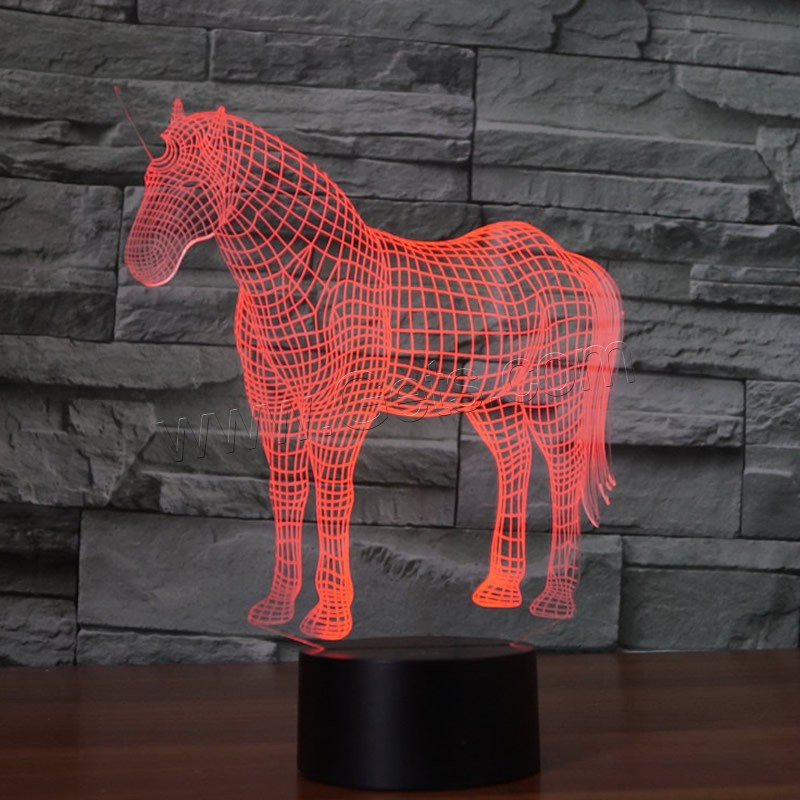 LED Colorful Night Lamp, ABS Plastic, Horse, with USB interface & change color automaticly & different styles for choice & different designs for choice, Sold By Set