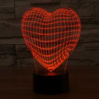 LED Colorful Night Lamp, ABS Plastic, with Acrylic, Heart, with USB interface & change color automaticly 