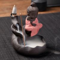 Incense Smoke Flow Backflow Holder Ceramic Incense Burner, Purple Clay 