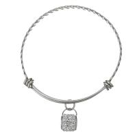 acier inoxydable bracelet ordinaire, avec argile, pour femme, couleur originale 1.5mm, Diamètre inté Environ 62mm, Vendu par PC