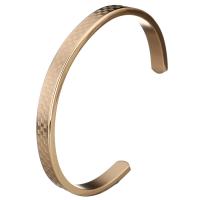 Stainless Steel Cuff Bangle, rose gold color plated, for woman, 6mm, Inner Approx 