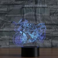 LED Colorful Night Lamp, ABS Plastic, with Acrylic, Motorcycle, with USB interface & change color automaticly 