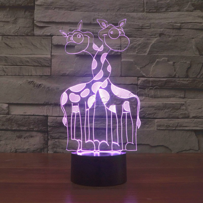 LED Colorful Night Lamp, ABS Plastic, with Acrylic, Giraffe, with USB interface & change color automaticly & different styles for choice & different designs for choice, Sold By Set