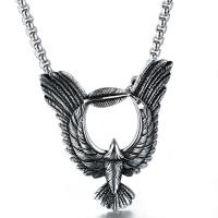 Titanium Steel Sweater Necklace, eagle, polished, box chain & for man & blacken Approx 24 Inch 