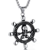 Titanium Steel Sweater Necklace, Steering Wheel, polished, box chain & for man & blacken Approx 24 Inch 