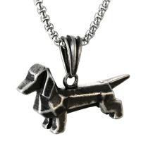 Titanium Steel Sweater Necklace, Dog, black ionic, box chain & for man, 50mm Approx 24 Inch 