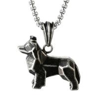 Titanium Steel Sweater Necklace, Dog, black ionic, box chain & for man Approx 24 Inch 