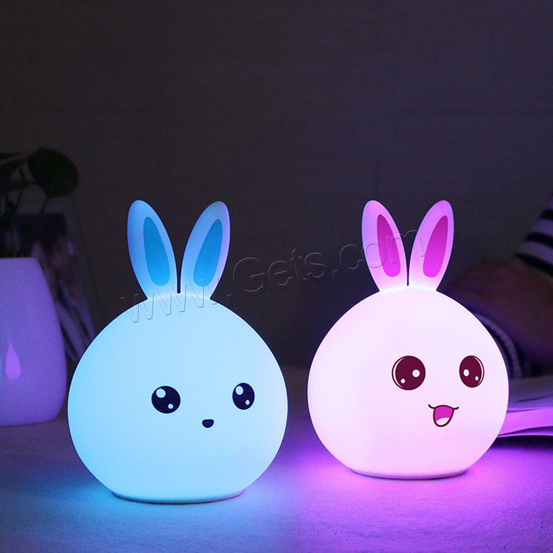 LED Colorful Night Lamp, ABS Plastic, with Silicone, Rabbit, with USB interface & with LED light & change color automaticly & different styles for choice & different designs for choice, 120x163mm, Sold By PC