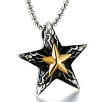 Titanium Steel Sweater Necklace, Star, plated, box chain & for man & blacken, 47.5mm Approx 24 Inch 