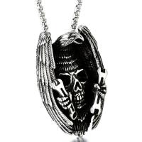 Titanium Steel Sweater Necklace, Skull, box chain & for man & blacken Approx 24 Inch 