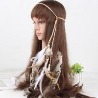 Velveteen Cord Headband, with Feather & Wood, Feather, woven pattern & for woman Approx 19 Inch 