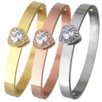 Bracelet en acier inoxydable, coeur, Placage, pour femme & avec strass, plus de couleurs à choisir 7mm, Diamètre inté Environ Vendu par PC