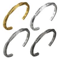 Stainless Steel Cuff Bangle, word always, plated, for woman 7mm, Inner Approx 