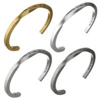 Stainless Steel Cuff Bangle, word never give up, plated, for woman 6mm, Inner Approx 