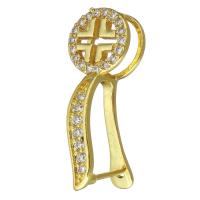 clip de bijoux en laiton, Plaqué d'or, pavé de micro zircon 1mm Environ Vendu par PC