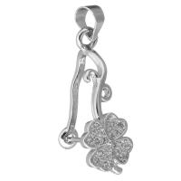 clip de bijoux en laiton, Trèfle à quatre feuilles, Plaqué de platine, pavé de micro zircon 0.8mm Environ 4mm, Vendu par PC