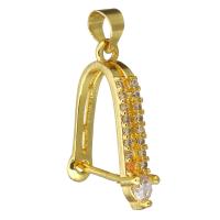 clip de bijoux en laiton, Plaqué d'or, pavé de micro zircon 1mm Environ 4mm, Vendu par PC