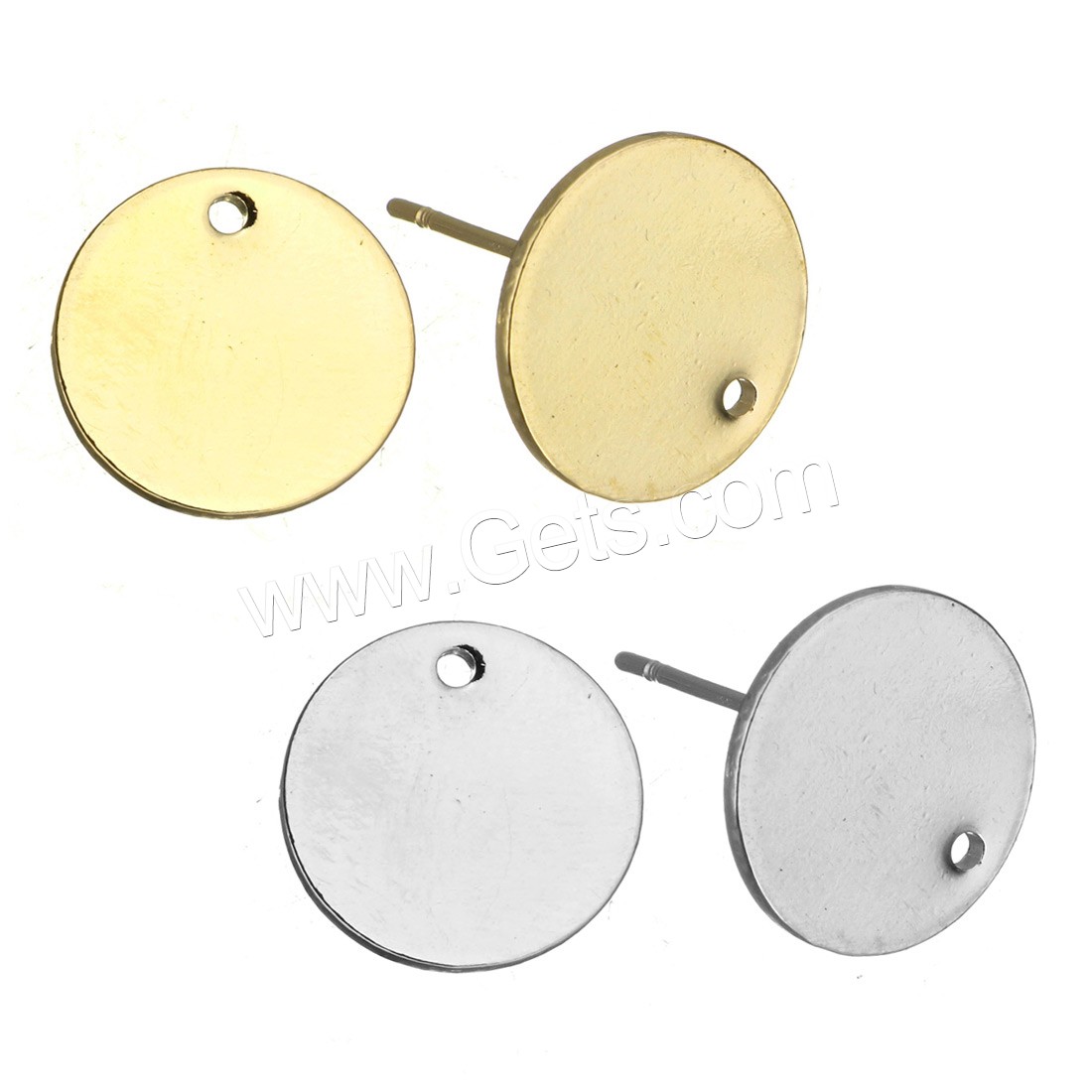 Brass Earring Stud Component, Flat Round, plated, with loop & different size for choice, more colors for choice, Hole:Approx 0.8mm, Sold By PC