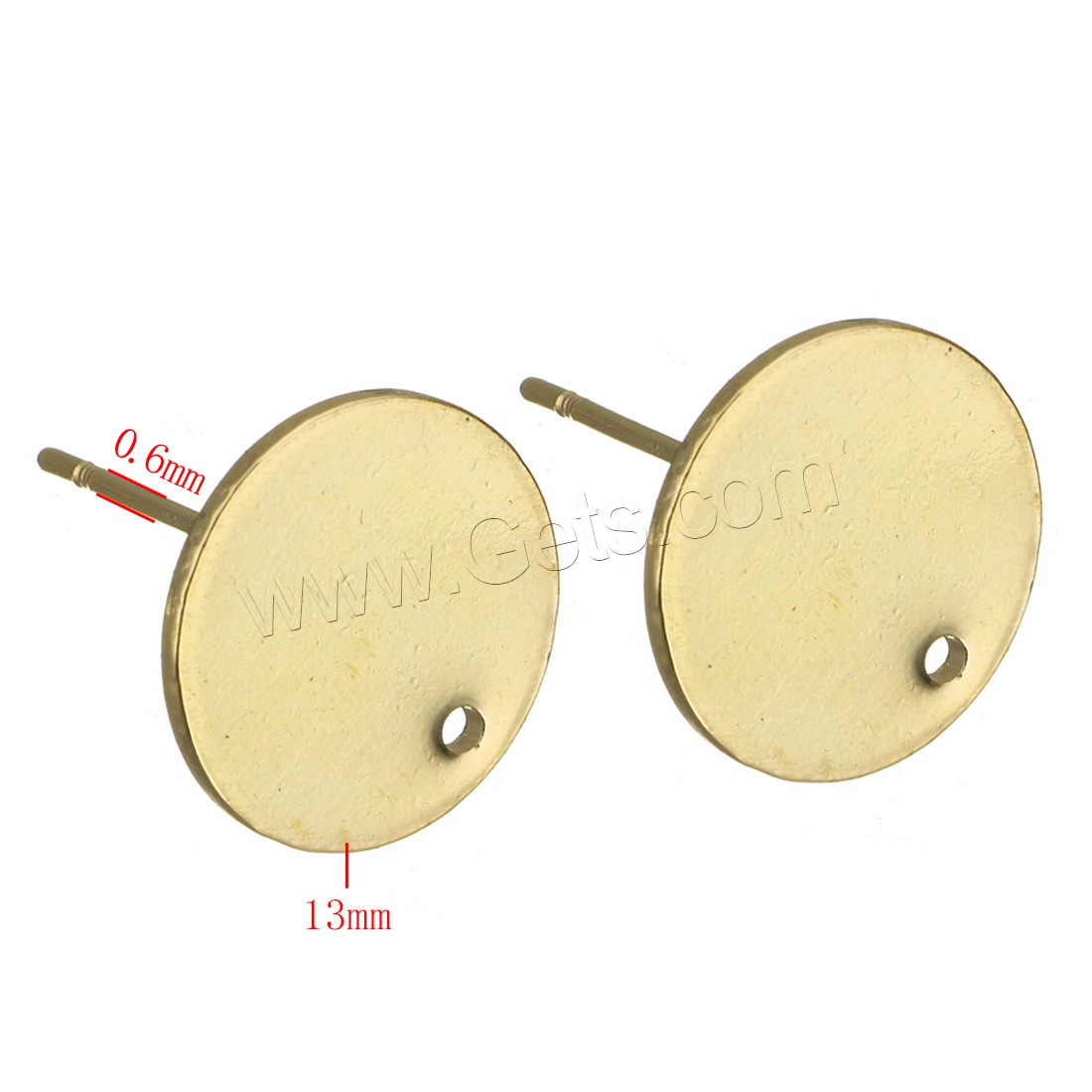 Brass Earring Stud Component, Flat Round, plated, with loop & different size for choice, more colors for choice, Hole:Approx 0.8mm, Sold By PC