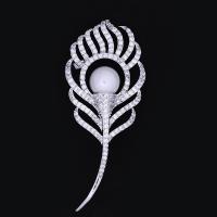 South Sea Shell broche, laiton, avec coquille de mer du sud, fleur, Plaqué de platine, pavé de micro zircon & pour femme, protéger l'environnement, sans nickel, plomb et cadmium Vendu par PC