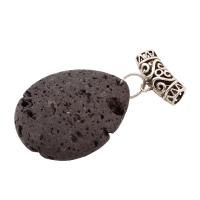 Pendentifs de lave, lave volcanique, avec laiton, larme, noire Environ 5mm, Vendu par PC