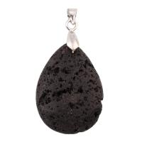 lave volcanique Pendentif, avec laiton, larme, noire Environ Vendu par PC