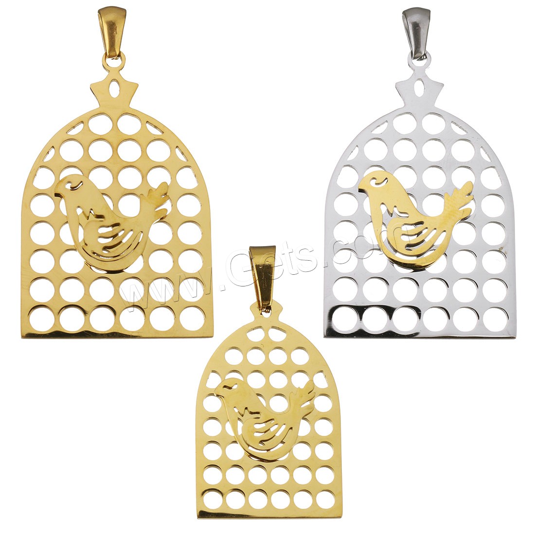 Stainless Steel Pendants, Cage, plated, polished & different size for choice, more colors for choice, Hole:Approx 3x5.5mm, Sold By PC