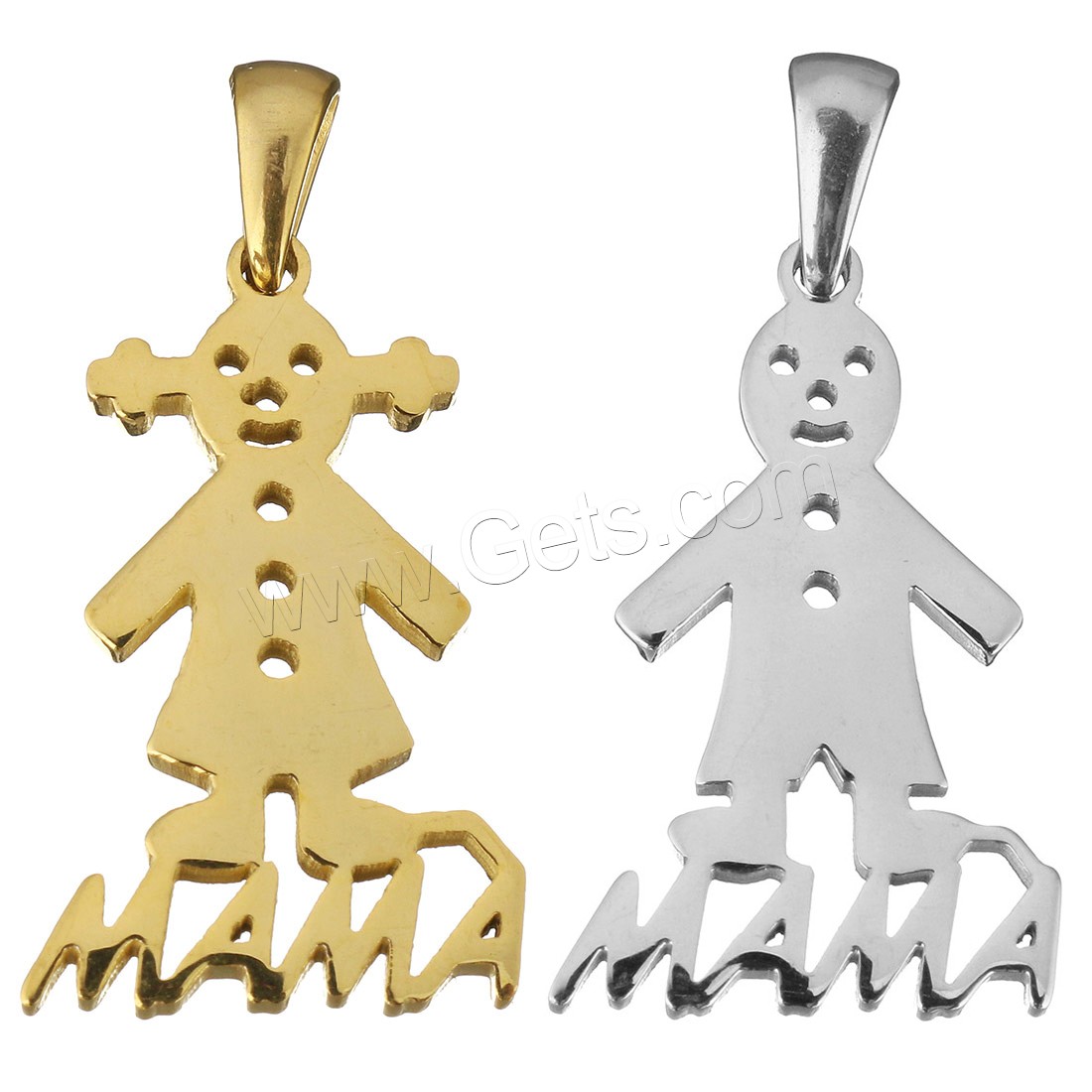 Stainless Steel Pendants, Character, plated, polished & different styles for choice, 17x27x2mm, Hole:Approx 3x6mm, Sold By PC