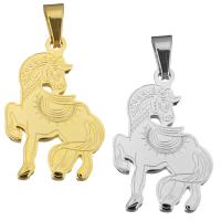 Stainless Steel Animal Pendants, Horse, plated, polished Approx 