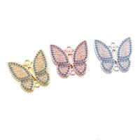 Cubic Zirconia Micro Pave Brass Connector, Butterfly, plated, micro pave cubic zirconia & 1/1 loop nickel, lead & cadmium free Approx 2mm 