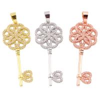 Cubic Zirconia Micro Pave Brass Pendant, Key, plated, micro pave cubic zirconia nickel, lead & cadmium free Approx 