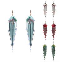 Crystal Tassel Earring, with Zinc Alloy, gold color plated, for woman & faceted 