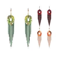 Crystal Tassel Earring, with Zinc Alloy, gold color plated, for woman & faceted 