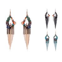 Crystal Tassel Earring, with Zinc Alloy, gold color plated, for woman & faceted 