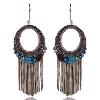 Crystal Tassel Earring, with Zinc Alloy, gold color plated, for woman & faceted 