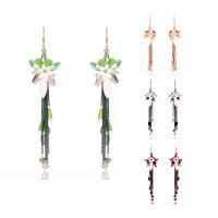 Crystal Tassel Earring, with Zinc Alloy, plated, for woman & faceted 